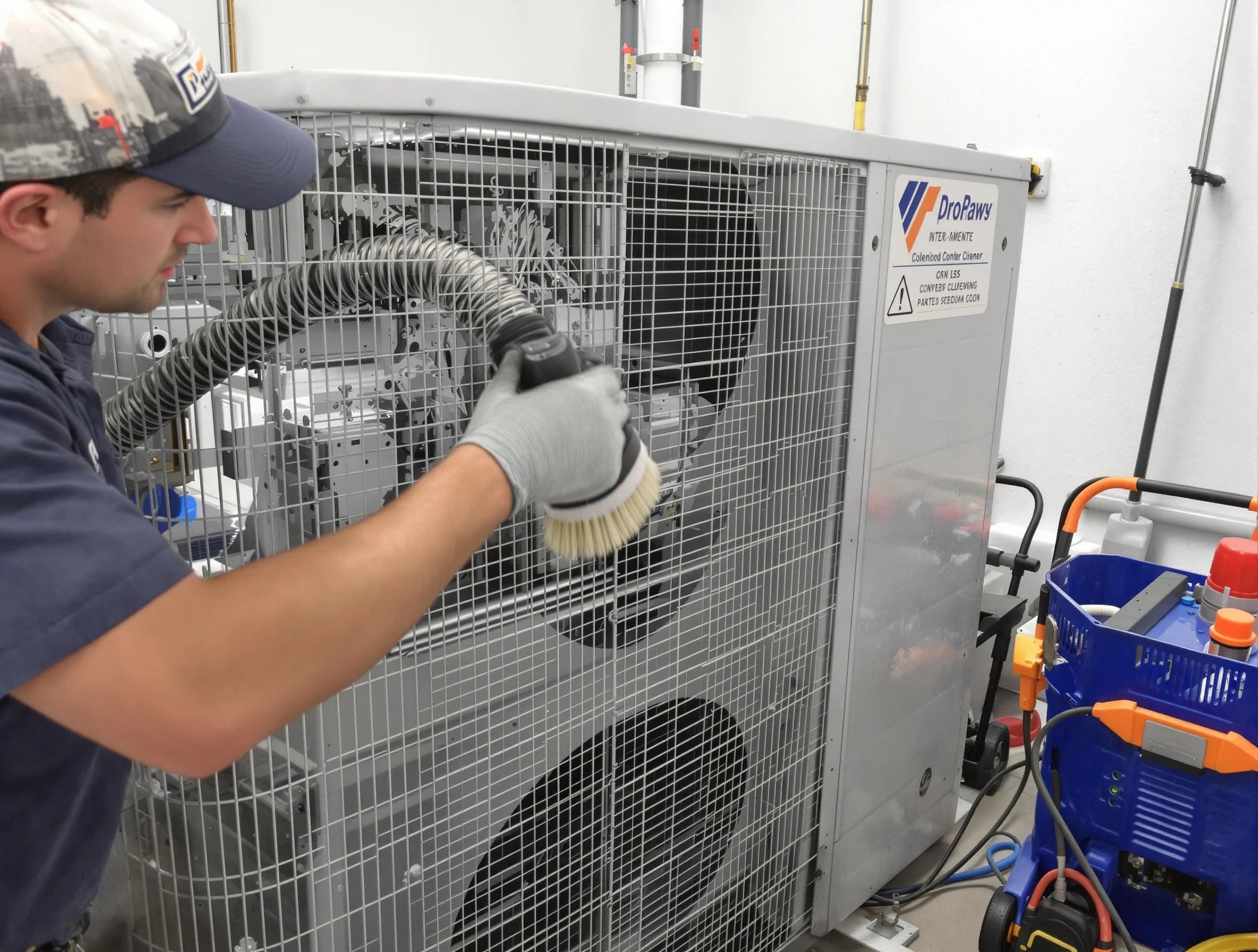 Ambridge Air Duct Cleaning specialist performing precision AC coil cleaning for improved system performance in Ambridge