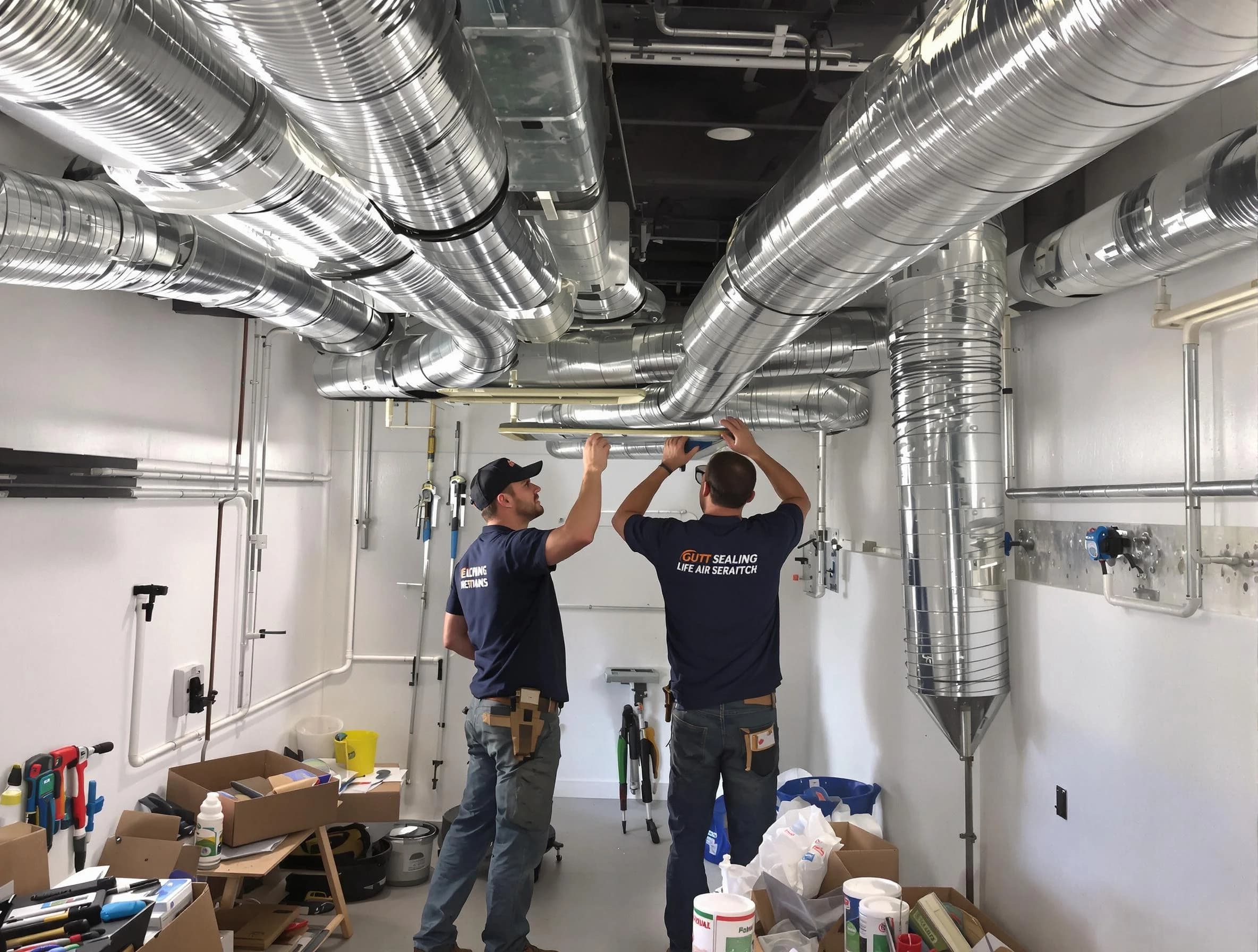 Ambridge Air Duct Cleaning technician applying professional duct sealing solutions in Ambridge