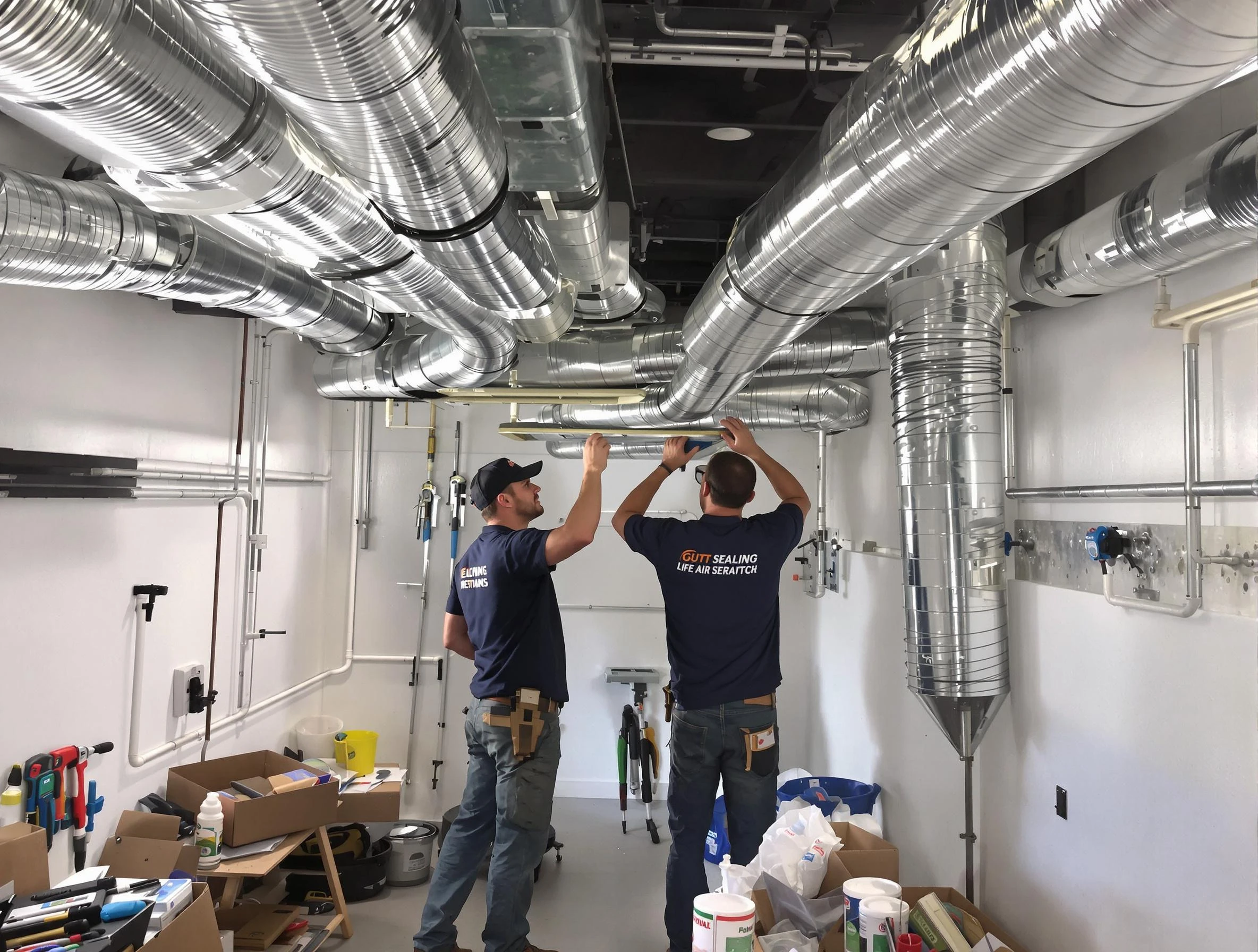 Ambridge Air Duct Cleaning technician applying professional duct sealing solutions in Ambridge
