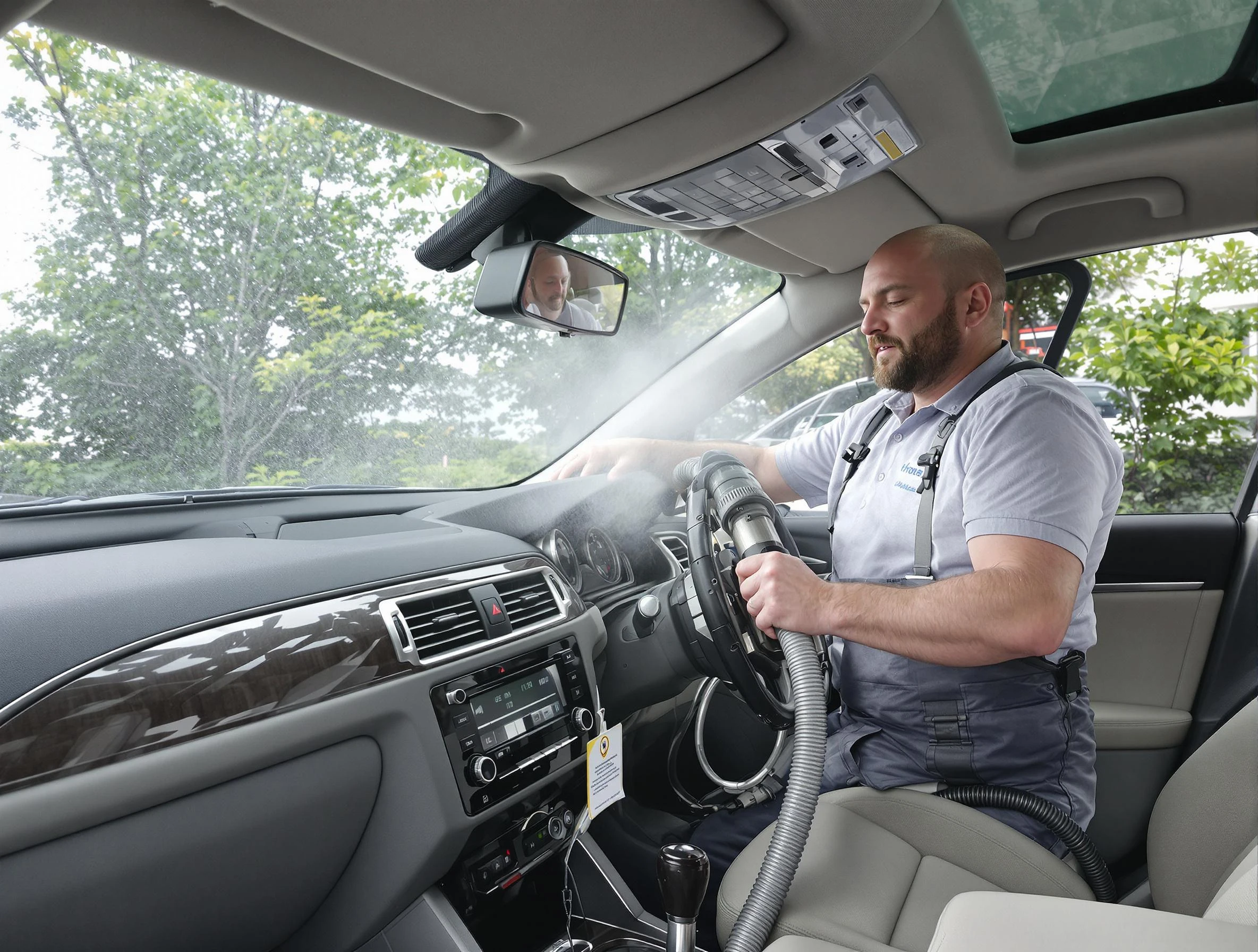 Ambridge Air Duct Cleaning specialist performing professional car duct cleaning in Ambridge