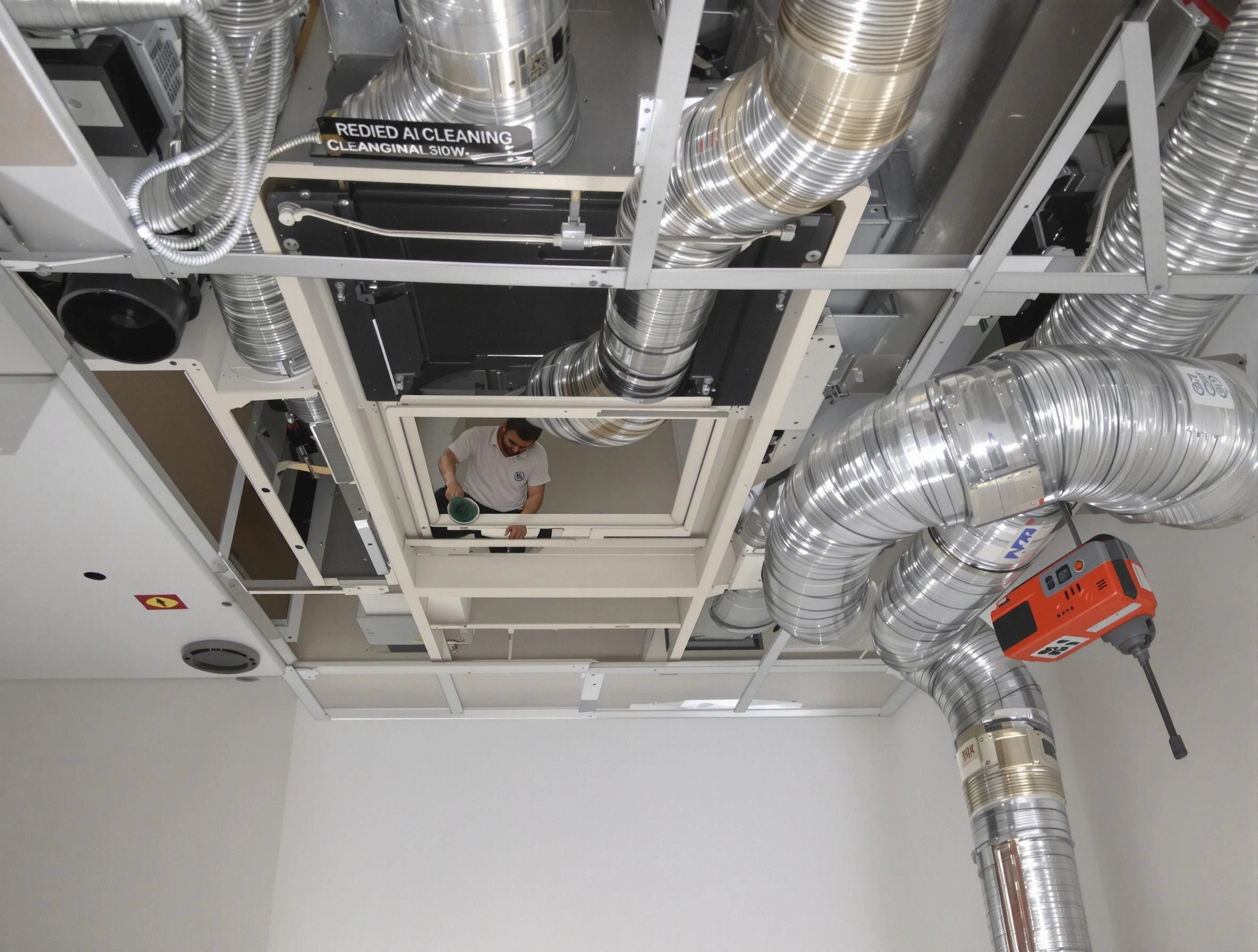 Ambridge Air Duct Cleaning technician performing detailed central duct system cleaning in Ambridge